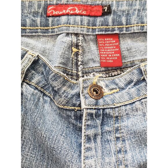 South Pole Junior Collection White Wash Blue Denim Capri Jeans - Size 7 - Picture 4 of 6